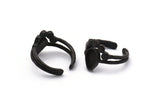 Black Ring Settings, 3 Oxidized Brass Black Drop Ring With 1 Stone Setting - Pad Size 9x6mm V077 S321