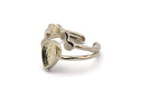 Silver Ring Settings, 3 Silver Tone Brass Drop Ring With 1 Stone Setting - Pad Size 9x6mm V047 V077 H1110