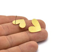 Brass Heart Earring, 8 Raw Brass Heart Shaped Stud Earrings (16x18x0.80mm) A2624
