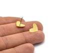 Brass Heart Earring, 10 Raw Brass Heart Shaped Stud Earrings (11x12x0.80mm) A2629