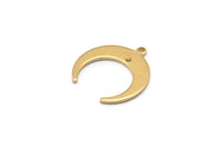 Brass Moon Charms, 24 Raw Brass Crescent Moon Charms With 1 Hole And 1 Loop, Pendants, Earrings, Findings (18x19x7x1mm) E146