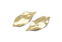 Gold Leaf Charm, 4 Gold Plated Brass Leaf Charms With 1 Hole, Earrings (35x16x0.40mm) D0572