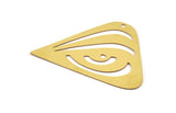 Brass Triangle Charm, 6 Raw Brass Geometric Charms With 1 Hole, Findings (47x34x0.30mm) D1689