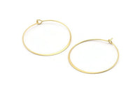 Gold Earring Wire, 8 Gold Plated Brass Round Wire Earrings (35mm) D1712