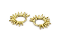 Brass Sun Earring, 2 Raw Brass Sunlights Shaped Stud Earrings (27x35mm) N1985