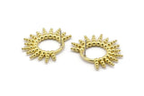 Brass Sun Earring, 2 Raw Brass Sunlights Shaped Stud Earrings (27x35mm) N1985