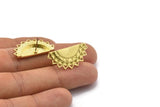 Brass Ethnic Earring, 2 Raw Brass Semi Circle Shaped Stud Earrings (13x28mm) N1986