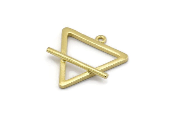 Brass Element Charm, 2 Raw Brass Earth Element Symbol Charms With 1 Loop (26x25mm) N1971