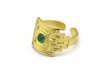 Brass Royal Ring, 2 Raw Brass Royal Rings With 1 Stone Settings - Pad Size 4mm N1994