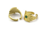 Brass Royal Ring, 2 Raw Brass Royal Rings With 1 Stone Settings - Pad Size 4mm N1994