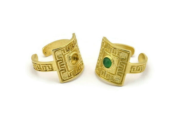 Brass Royal Ring, 2 Raw Brass Royal Rings With 1 Stone Settings - Pad Size 4mm N1990