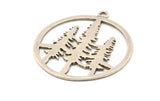 Silver Tree Pendant, 2 Antique Silver Plated Brass Tree Pendants With 1 Loop, Charms, Findings (37mm) R093 H0938