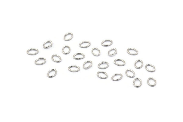 Silver Jump Ring, 500 Silver Tone Brass Oval Jump Rings (4x3x0.5mm) A1031