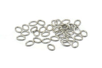 Silver Jump Ring, 100 Silver Tone Brass Oval Jump Rings (7x5x0.9mm) A1069