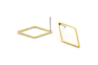Brass Diamond Earring, 12 Raw Brass Diamond Stud Earrings (23x13mm) Bs 1128 A2058