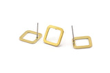 Brass Square Earring, 8 Raw Brass Square Stud Earrings (12x0.90mm) D1613 A1415
