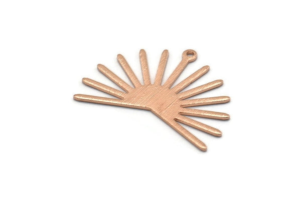 Rose Gold Sun Charm, 4 Textured Rose Gold Plated Brass Sun Charms With 1 Loop (22x30x0.80mm) M02269