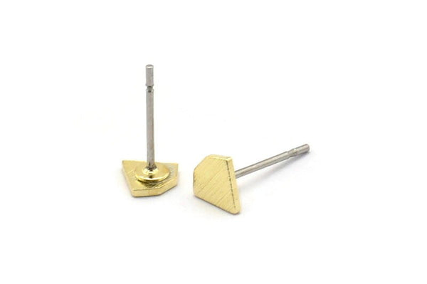 Brass Diamond Earring, 12 Textured Raw Brass Diamond Stud Earrings (6x6x0.80mm) M02565 A0903