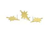 Brass North Star Earring, 4 Textured Raw Brass Pole Star Shaped Stud Earrings With 1 Loop (30x22x0.80mm) M02551 A0700