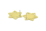 Brass Flower Earring, 4 Raw Brass Flower Shaped Stud Earrings (28x25x0.80mm) M02538 A0485