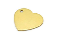 Heart Stamping Blanks, 10 Raw Brass Heart Stamping Blanks, Charms (19x20x0.80mm) Y318 Y186