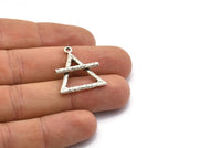 Gümüş Element Charm, 2 Dokulu Antik Gümüş Kaplama Pirinç Hava Elementi Sembolü Charm'ı 1 Döngülü (26x23 mm) N1974 H1495