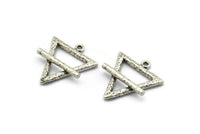 Gümüş Element Charm, 2 Dokulu Antik Gümüş Kaplamalı Ham Pirinç Toprak Elementi Sembolü Charm'ı 1 Döngülü (26x23 mm) N1973 H1498
