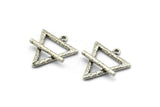 Gümüş Element Charm, 2 Dokulu Antik Gümüş Kaplamalı Ham Pirinç Toprak Elementi Sembolü Charm'ı 1 Döngülü (26x23 mm) N1973 H1498