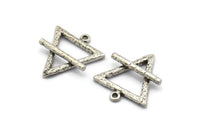 Gümüş Element Charm, 2 Dokulu Antik Gümüş Kaplamalı Ham Pirinç Toprak Elementi Sembolü Charm'ı 1 Döngülü (26x23 mm) N1973 H1498
