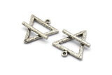 Gümüş Element Charm, 2 Dokulu Antik Gümüş Kaplamalı Ham Pirinç Toprak Elementi Sembolü Charm'ı 1 Döngülü (26x23 mm) N1973 H1498