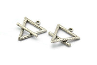 Gümüş Element Charm, 2 Dokulu Antik Gümüş Kaplamalı Ham Pirinç Toprak Elementi Sembolü Charm'ı 1 Döngülü (26x23 mm) N1973 H1498