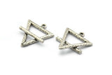 Gümüş Element Charm, 2 Dokulu Antik Gümüş Kaplamalı Ham Pirinç Toprak Elementi Sembolü Charm'ı 1 Döngülü (26x23 mm) N1973 H1498