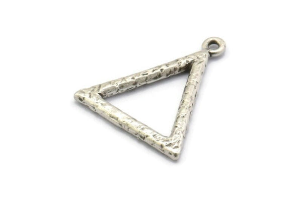 Gümüş Element Charm, 2 Dokulu Antik Gümüş Kaplama Pirinç Ateş Elementi Sembolü Charm'ı 1 Döngülü (26x23 mm) N1976 H1500