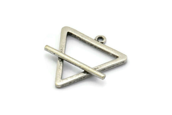 Gümüş Element Charm, 1 Döngülü 2 Antik Gümüş Kaplama Pirinç Toprak Elementi Sembolü Charm (26x25 mm) N1971 H1496