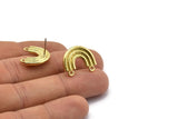 Earring Studs, 2 Raw Brass - U Shape Earrings With 2 Loops - Brass Earrings - Earrings (16x19mm) N1998