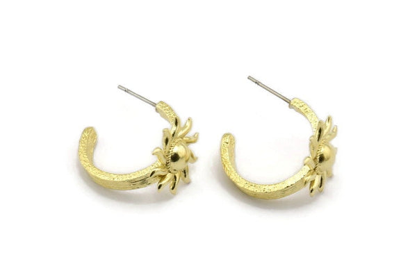 Brass Sun Earring, 2 Raw Brass Sun Shaped Stud Earrings (19x15x3mm) N1999