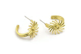 Brass Earring, 2 Raw Brass Stud Earrings (20x17x3mm) N2001