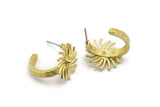 Brass Earring, 2 Raw Brass Stud Earrings (20x17x3mm) N2001