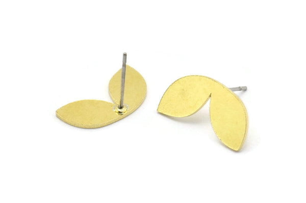 Pirinç Yaprak Küpe, 8 Ham Pirinç Yaprak Şeklinde Küpe, Bulgular (18x9x0,80 mm) A2651
