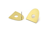 Brass Stud Earring, 8 Raw Brass D Shaped Stud Earrings (18x16x0.80mm) A2645