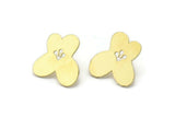 Brass Flower Earring, 8 Raw Brass Flower Shaped Stud Earrings (18x17x0.80mm) A2643