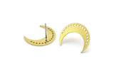 Brass Moon Earring, 10 Raw Brass Crescent Moon Stud Earrings (18x5x0.80mm) A2658