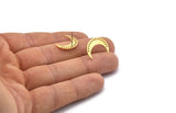 Brass Moon Earring, 10 Raw Brass Crescent Moon Stud Earrings (18x5x0.80mm) A2658