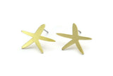 Brass Star Earring, 10 Raw Brass Star Shaped Stud Earrings (19x14x0.80mm) A2655