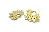 Brass Sunflower Earring, 2 Raw Brass Flower Stud Earrings (38x24mm) N0947 A1486