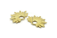 Brass Sunflower Earring, 2 Raw Brass Flower Stud Earrings (38x24mm) N0947 A1486