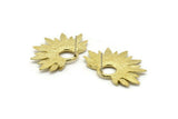 Brass Sunflower Earring, 2 Raw Brass Flower Stud Earrings (38x24mm) N0947 A1486