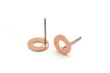 Copper Circle Earring, 12 Raw Copper Circle Stud Earrings (8x0.80mm) M008 A1501