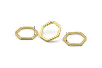 Brass Hexagon Earring, 6 Raw Brass Hexagon Stud Earrings (22x2x2mm) D0135 A1313