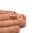 Copper Circle Earring, 12 Raw Copper Circle Stud Earrings With 1 Loop (15x12x0.80mm) M012 A1499